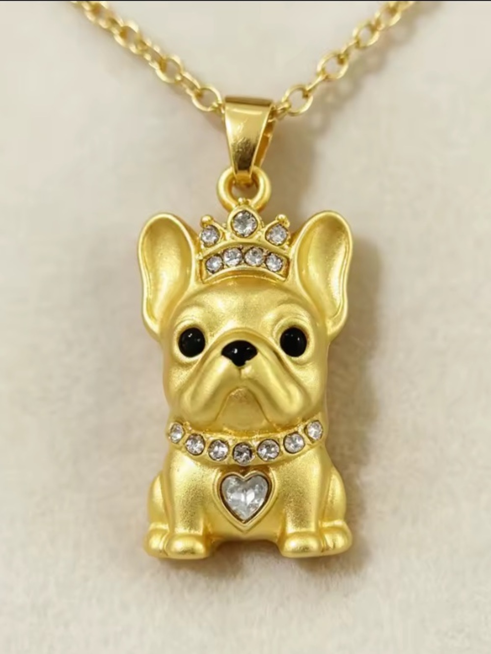 Frenchie Royalty ✨ Golden Crown French Bulldog Pendant Necklace for Dog Lovers!
